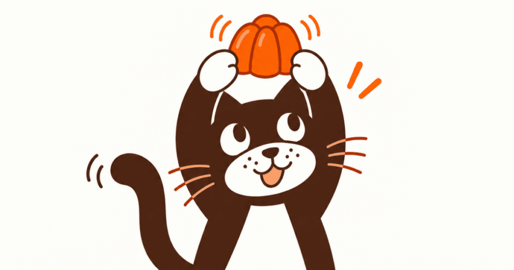 cat is puting jelly on the head illustration